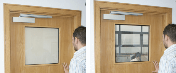 Switchable Glass Panel installed into a Door