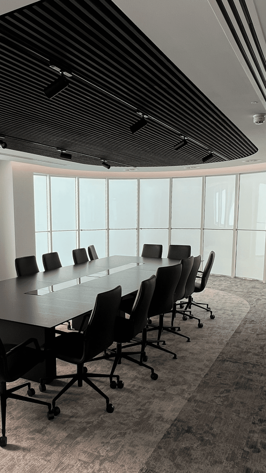 2. Switchable Smart Glass Curved Office Windows