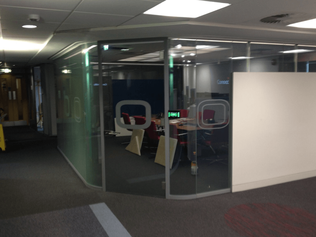 Curved Switchable Glass meeting room privacy on