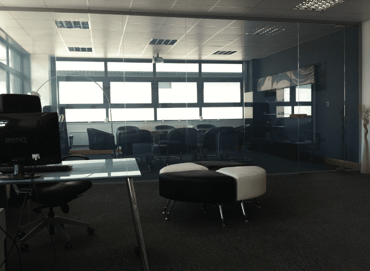 Corporate Meeting Room Privacy Switchable Smart Glass switched to on