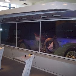 mercedes world rear projection switchable glass screen