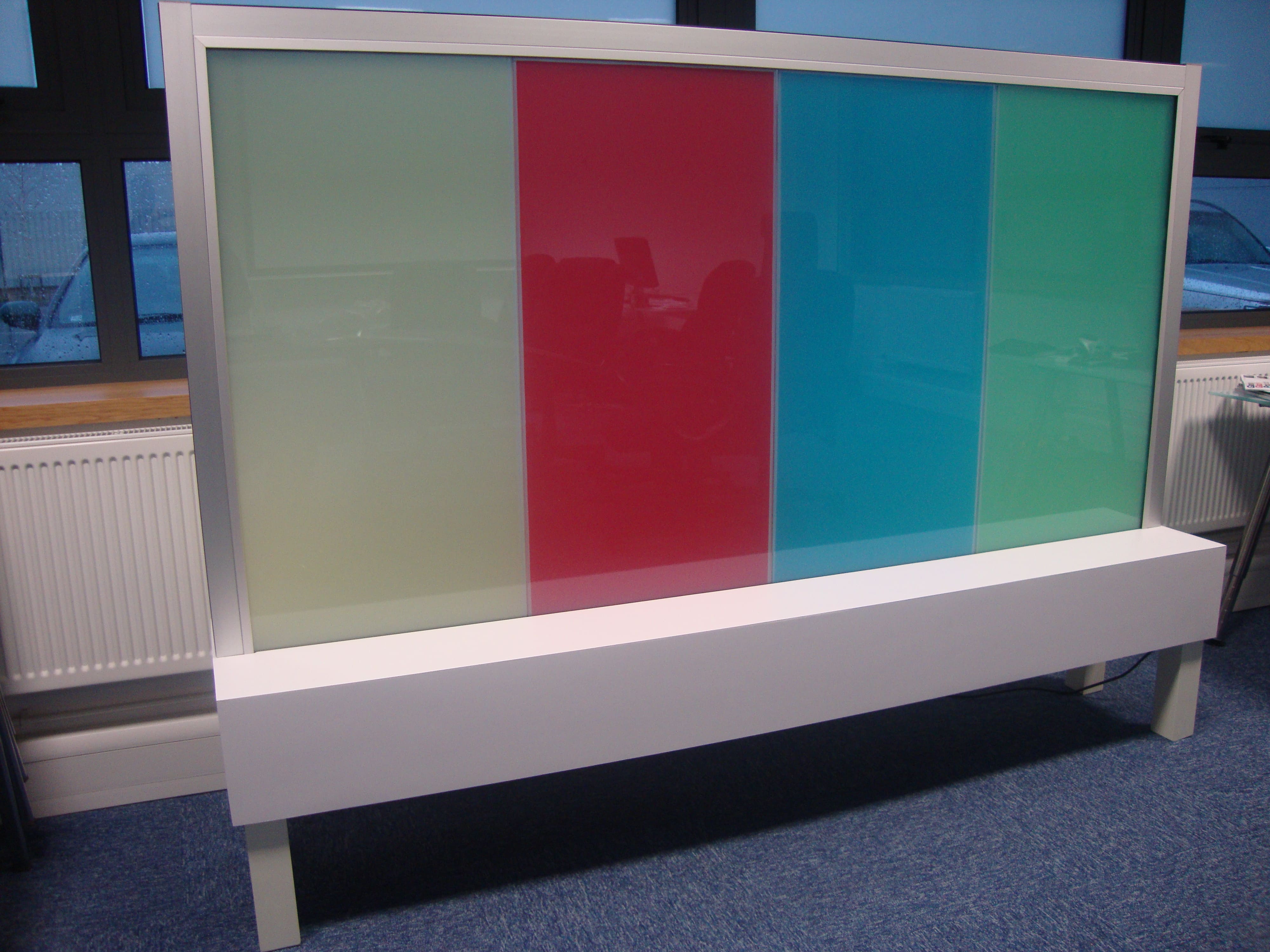 Demonstrating Switchable Smart Glass Coloured switched to off
