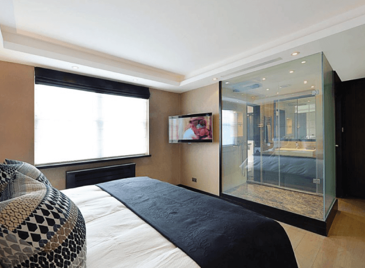 Smart Glass Shower Screen Hospitality switched to on
