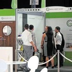 Intelligent Glass exhibition stand visitors at UK Construction Week