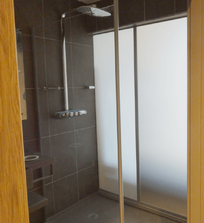 Smart Glass shower privacy screen in hotel