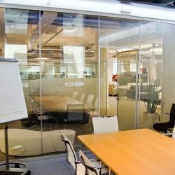 Switchable smart glass meeting room - switched on clear